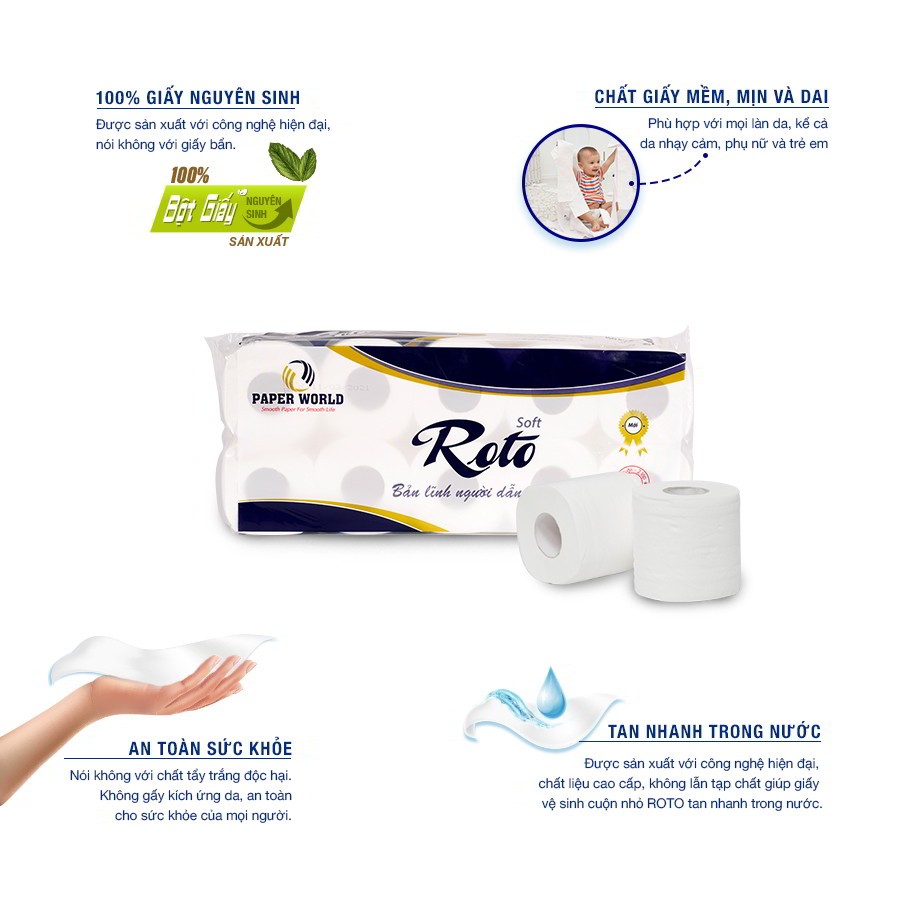 Lợi ích khi sử dụng Giấy vệ sinh cuộn nhỏ cao cấp Roto Soft10