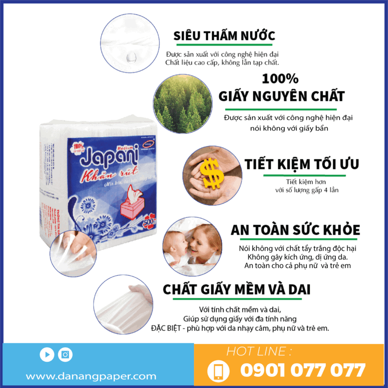 Ưu điểm của khăn giấy ăn napkin JP500X-danangpaper.com